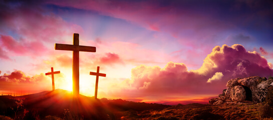 Crucifixion And Resurrection of Jesus at Sunrise