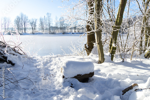 Winterlandschaft mit Eis und Schnee, Saerbeck Deutschland photo