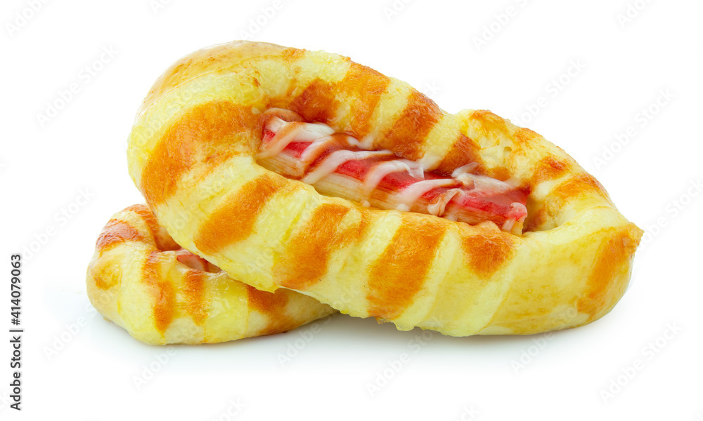 bread pizza and sausage. Bread and Bakery Products Isolated on White background bread pizza and sausage. Bread and Bakery Products Isolated on White background