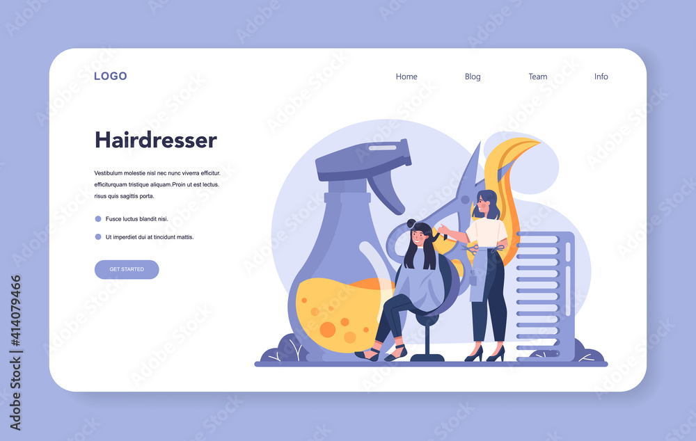 Hairdresser web banner or landing page. Idea of hair care