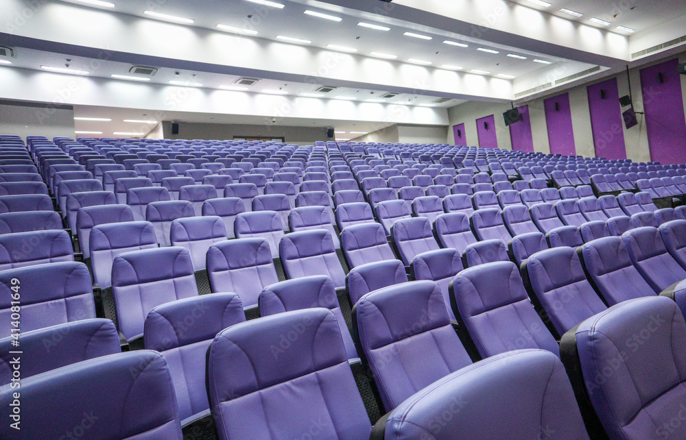 Purple chairs in the empty classroom And looks neat - University of phayao Purple chairs in the empty classroom And looks neat - University of phayao