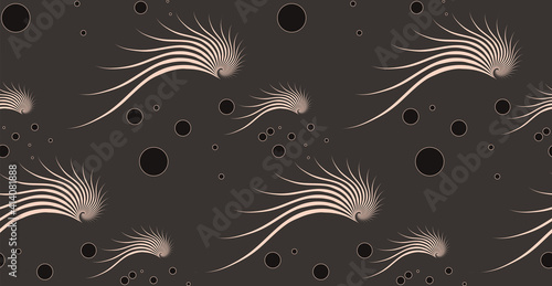 aquatic journey seamless pattern ivory dark brown
