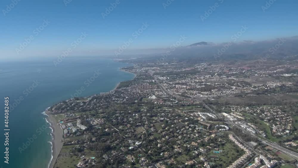 Aerial view of Mediterranean Sea coast line, Marbella, Malaga, Spain. Aerial view of Mediterranean Sea coast line, Marbella, Malaga, Spain.