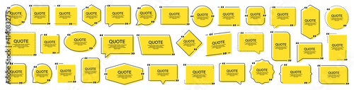 Quote box frame, big set. Texting quote boxes. Blank template quote text info design boxes quotation bubble blog quotes symbols. Creative vector banner illustration. Vector brushes background.