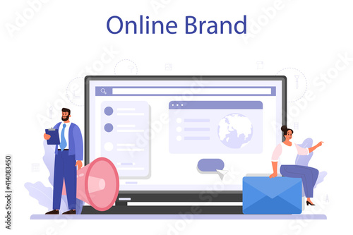 Brand online service or platform. Marketing strategy and unique design