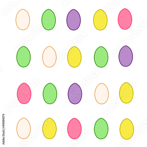 Seamless pattern of Easter eggs. The pattern can be used for greeting cards, holiday package wrappers, etc. Vector illustration
