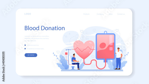 Charity web banner or landing page. Blood donation. Idea of humanitarian