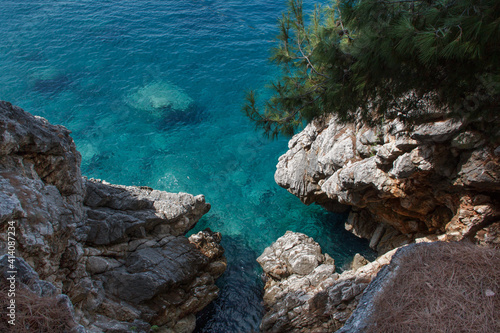 ontenegro beach, blue sea with beautiful sky photo