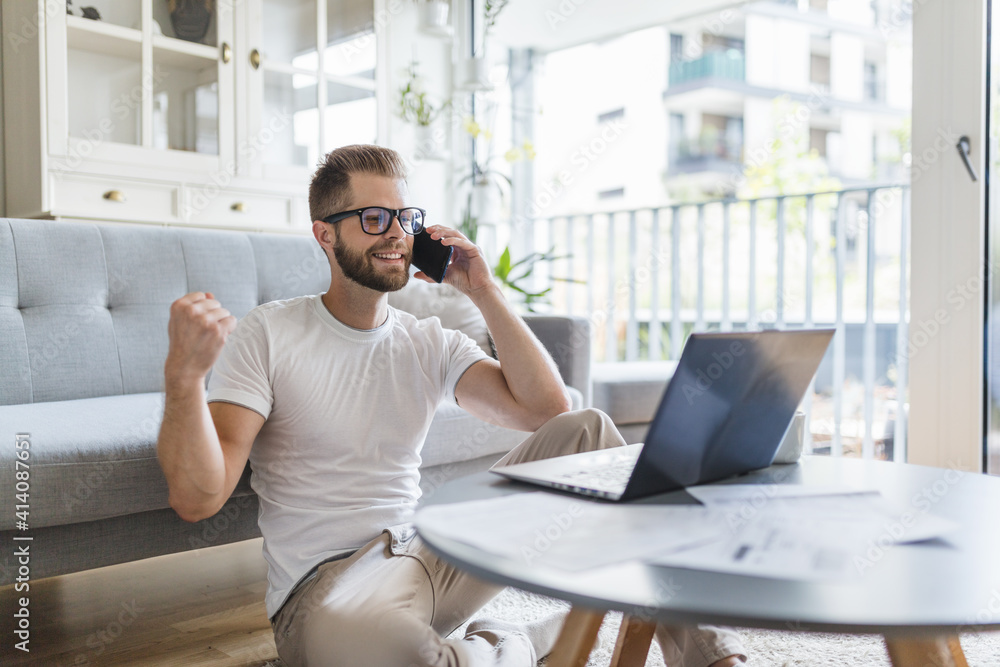 Man working from home during the coronavirus pandemic Man working from home during the coronavirus pandemic