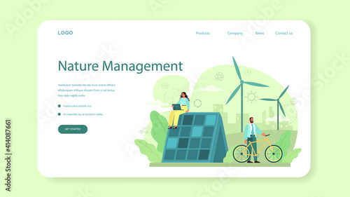 Ecology or eco friendly business web banner or landing page