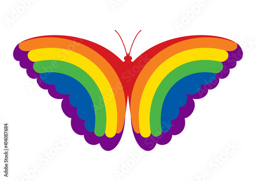 Rainbow butterfly. LGBT community symbol. Vector illustration.