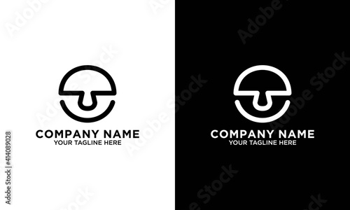 abstract Mushroom pill medicine with line art logo design inspiration