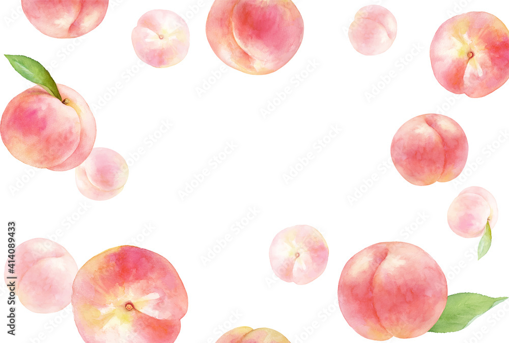 ジューシーな桃の背景 水彩イラストのトレースベクター コピースペースあり レイアウト変更可能 Stock Vector Adobe Stock