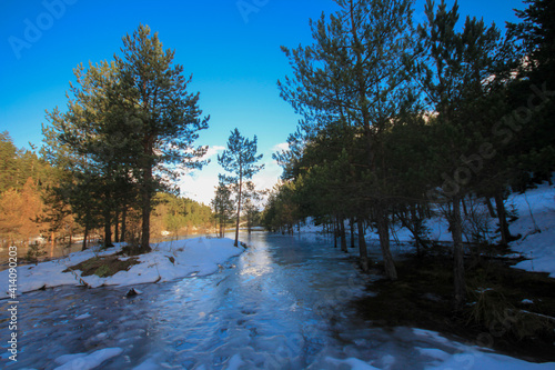 Bozcaarmut lake in Bilecik Turkey in the sunny early morning photo