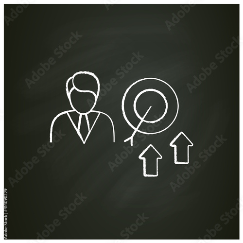 Achieving growth chalk icon. Personal growth concept. Achieving goals. Certification training. Growth plan. Isolated vector illustration on chalkboard 
