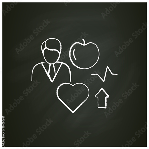 Lifestyle enhancing chalk icon. Personal growth concept. Self improvement and self realization. Way to success. Motivation. Quality of life. Isolated vector illustration on chalkboard