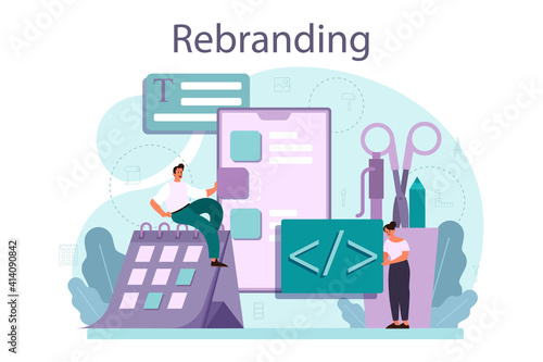 Rebranding concept. Rebuilding marketing strategy and design