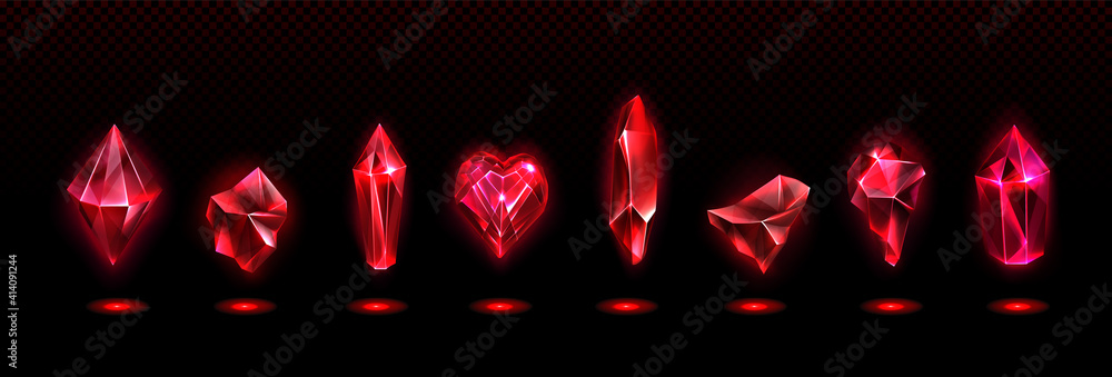 Set cut gemstones with heart in different Vector Image