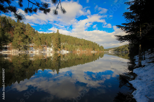 Bozcaarmut lake in Bilecik Turkey in the sunny early morning photo