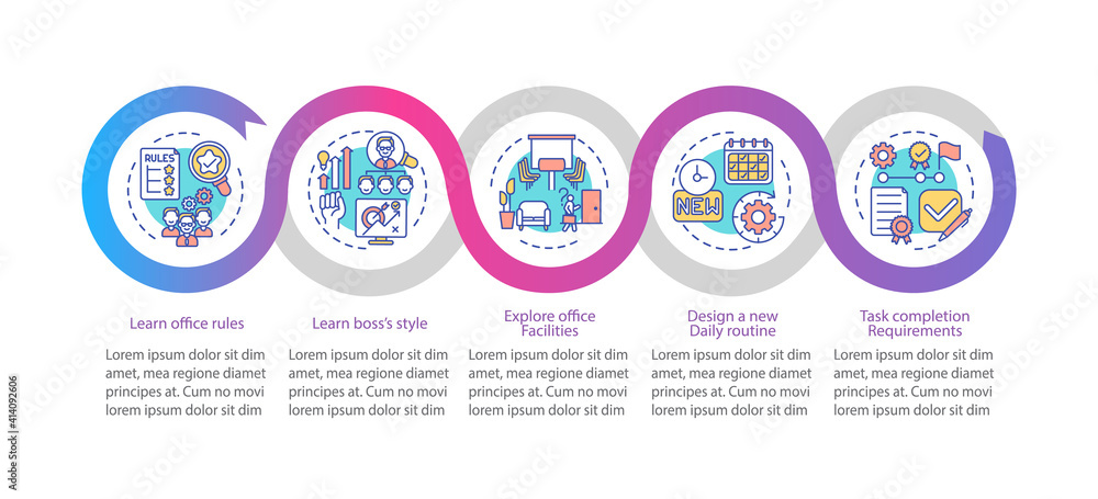 Vetor de Explore facilities vector infographic template. Research ...
