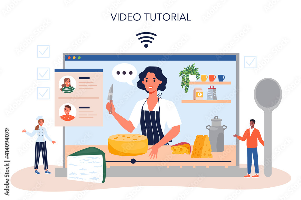 Cheese maker online service or platform. Professional chef making Cheese maker online service or platform. Professional chef making
