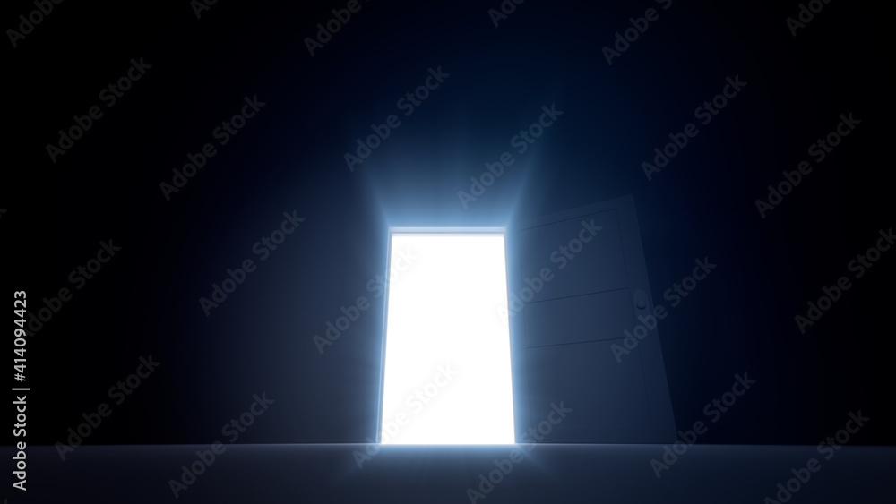 Door Opening to the brilliant Future, way to Heaven and Success. 3D illustration Door Opening to the brilliant Future, way to Heaven and Success. 3D illustration