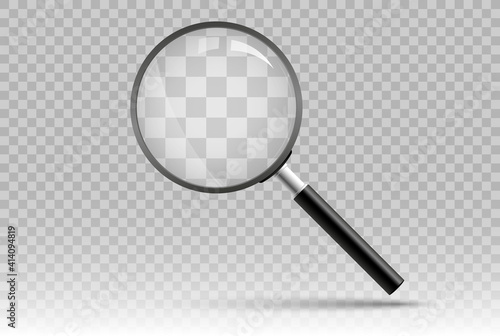 Search icon vector. Magnifying glass with Transparent Background. Magnifier, big tool instrument. Magnifier loupe search. Business Analysis symbol