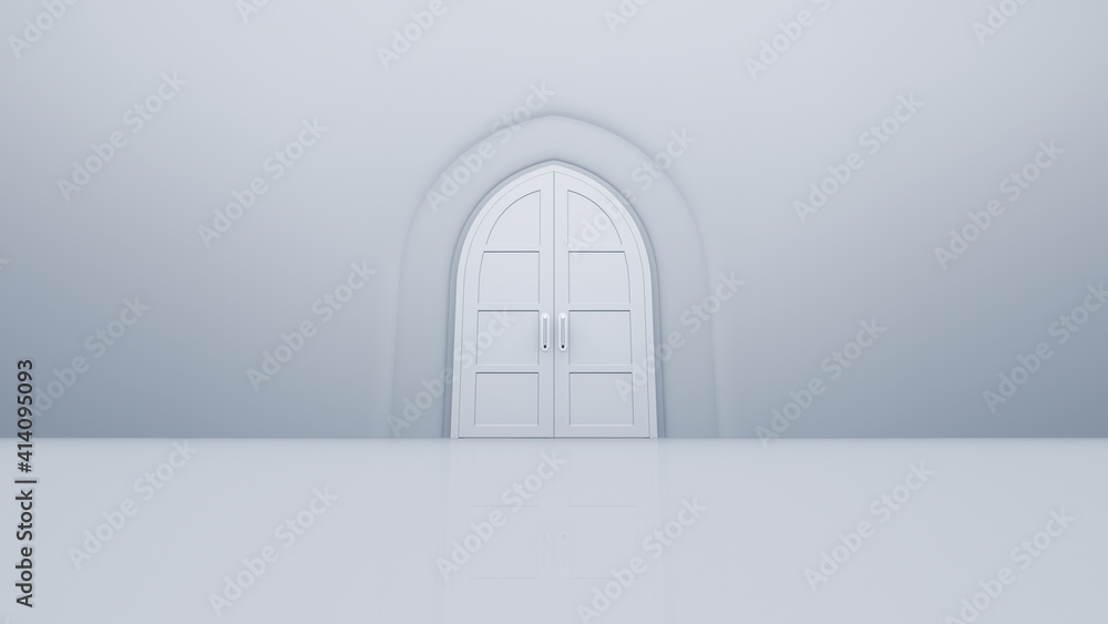 Door Opening to the brilliant Future, way to Heaven and Success. 3D illustration. Door Opening to the brilliant Future, way to Heaven and Success. 3D illustration.