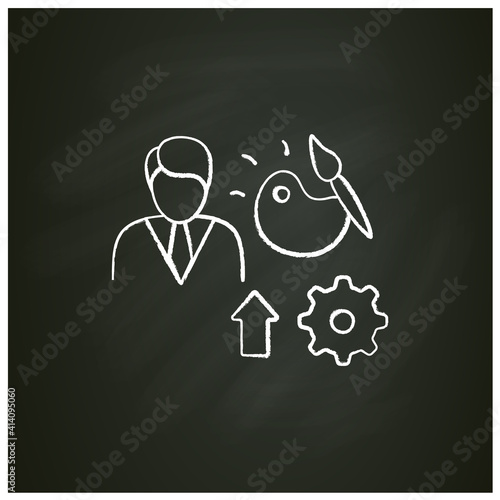 Talents development chalk icon.Personal growth concept. Self improvement and talent acquisition.Personal strengths, ascuirements.Human resources management. Isolated vector illustration on chalkboard 