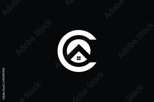 Logo design of C CC in vector for construction, home, real estate, building, property. creative elegant Monogram. Premium Business home logo icon. White color on black background