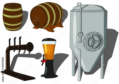brewing vector illustration set
