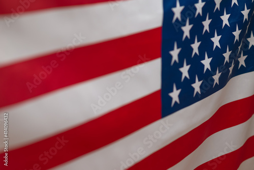 American flag as a background. Blurred background.