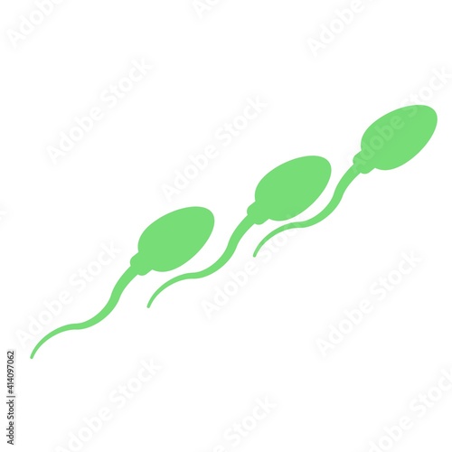A line of three human sperms made on white background.