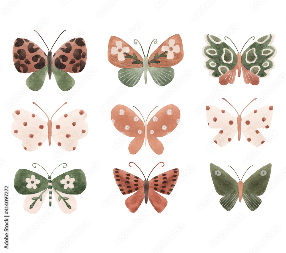 Beautiful seamless pattern with cute watercolor butterflies. Stock illustration. Beautiful seamless pattern with cute watercolor butterflies. Stock illustration.