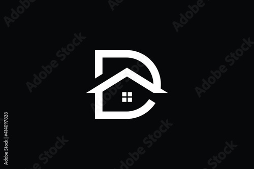 Logo design of D DD in vector for construction, home, real estate, building, property. creative elegant Monogram. Premium Business home logo icon. White color on black background
