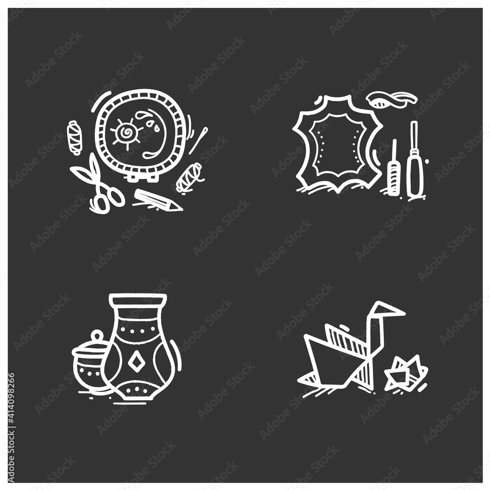 Craft hobby glyph icons set. Handmade and homemade concept. Consist of ...