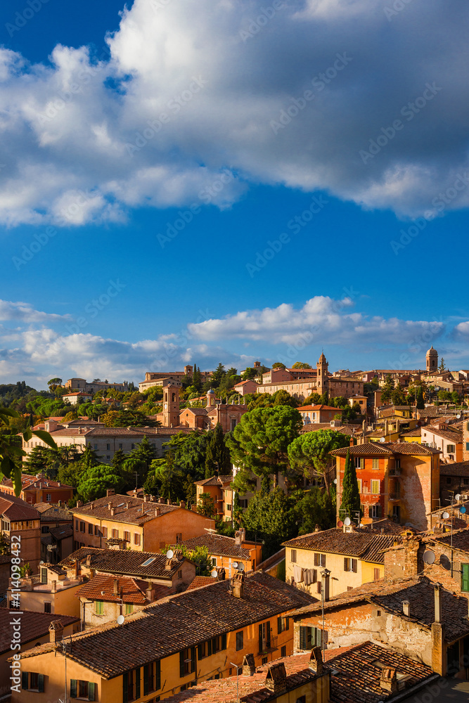 Perugia old historic center view just before sunset