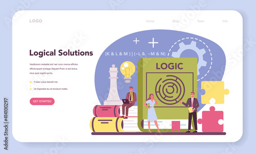 Logician web banner or landing page. Scientist systematicly