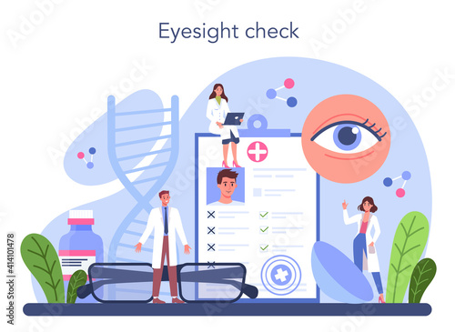 Ophthalmologist concept. Idea of eyesight check and treatment.