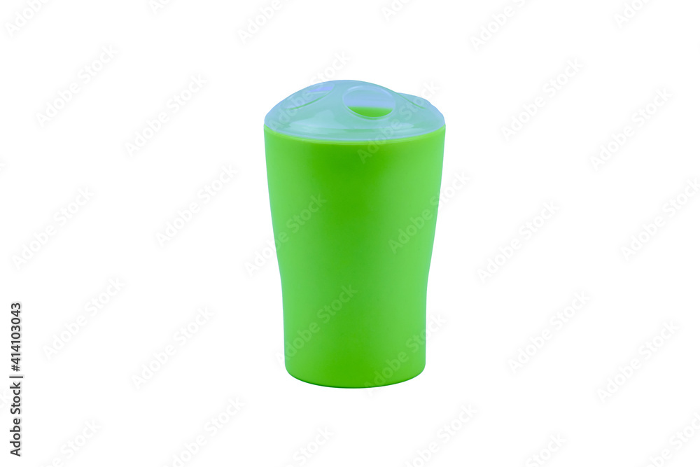 Plastic cup for toothbrushes isolated on the white background Plastic cup for toothbrushes isolated on the white background
