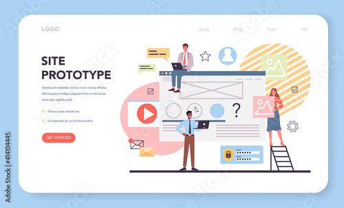 Website prototyping web banner or landing page. Web page