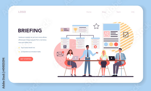 Website creation web banner or landing page. Process of website development