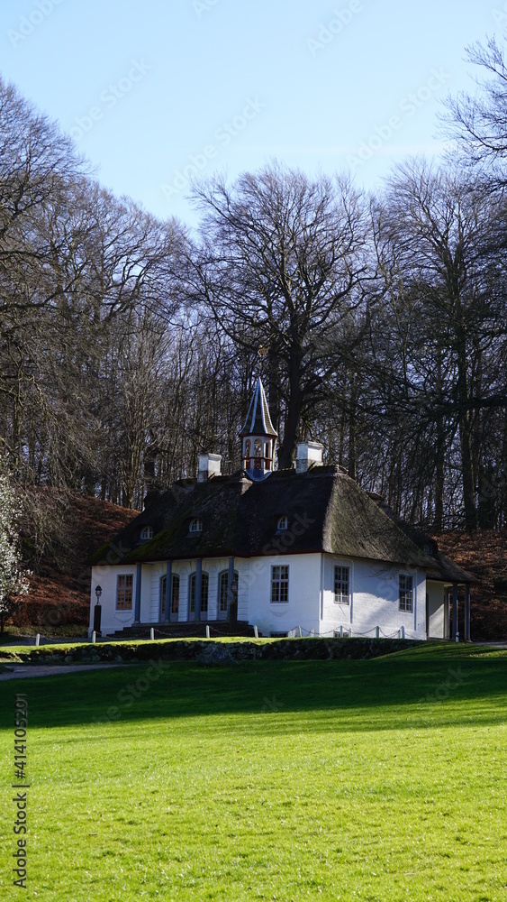 the Liselund old castle on the island Mon, Denmark, March the Liselund old castle on the island Mon, Denmark, March