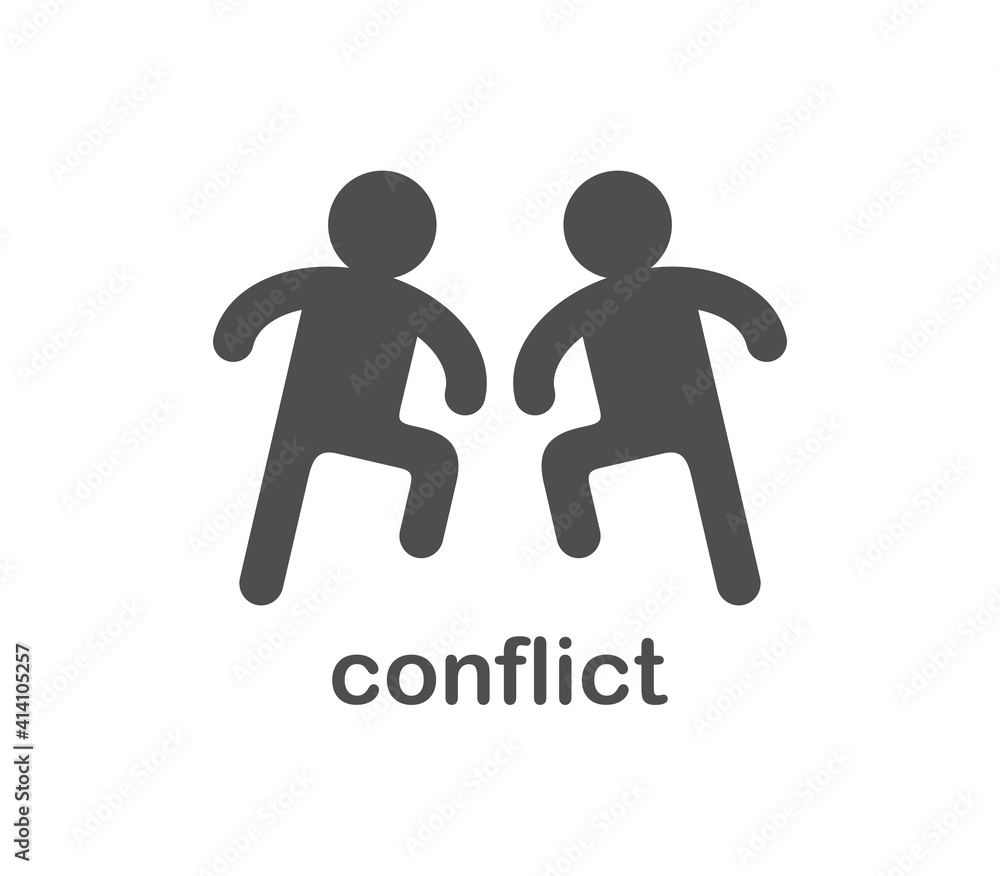 Two people ready to fight conflict vector concept simple icon isolated on white. Two people ready to fight conflict vector concept simple icon isolated on white.