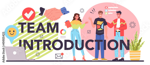 Team introduction typographic header. Personnel management and empolyee