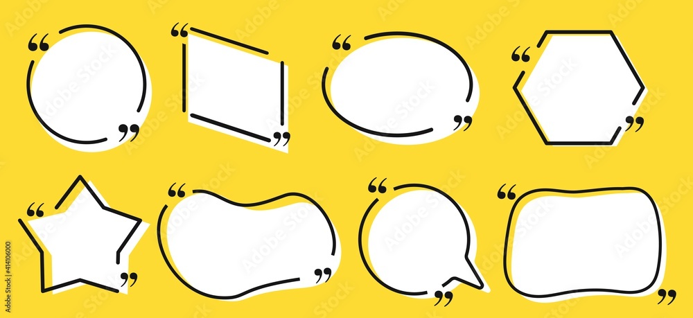 Quote box frame, big set. Quote box icon. Texting quote boxes. Blank template quote text info design boxes Quote box frame, big set. Quote box icon. Texting quote boxes. Blank template quote text info design boxes