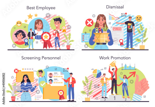 Personnel screening concept set. Business recruitment and empolyee control.