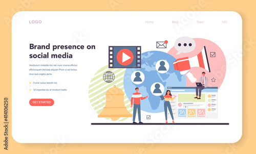 Social media web banner or landing page. Internet communication