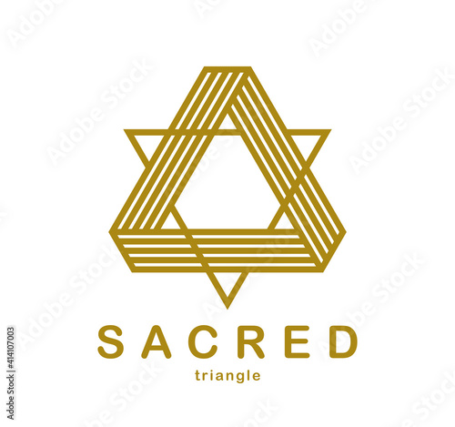 Triangle linear vector symbol isolated on white background, sacred geometry ancient sign, logo or emblem.