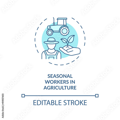 Seasonal workers in agriculture concept icon. Travel ban exemption categories idea thin line illustration. Tourism service.Vector isolated outline RGB color drawing. Editable stroke
